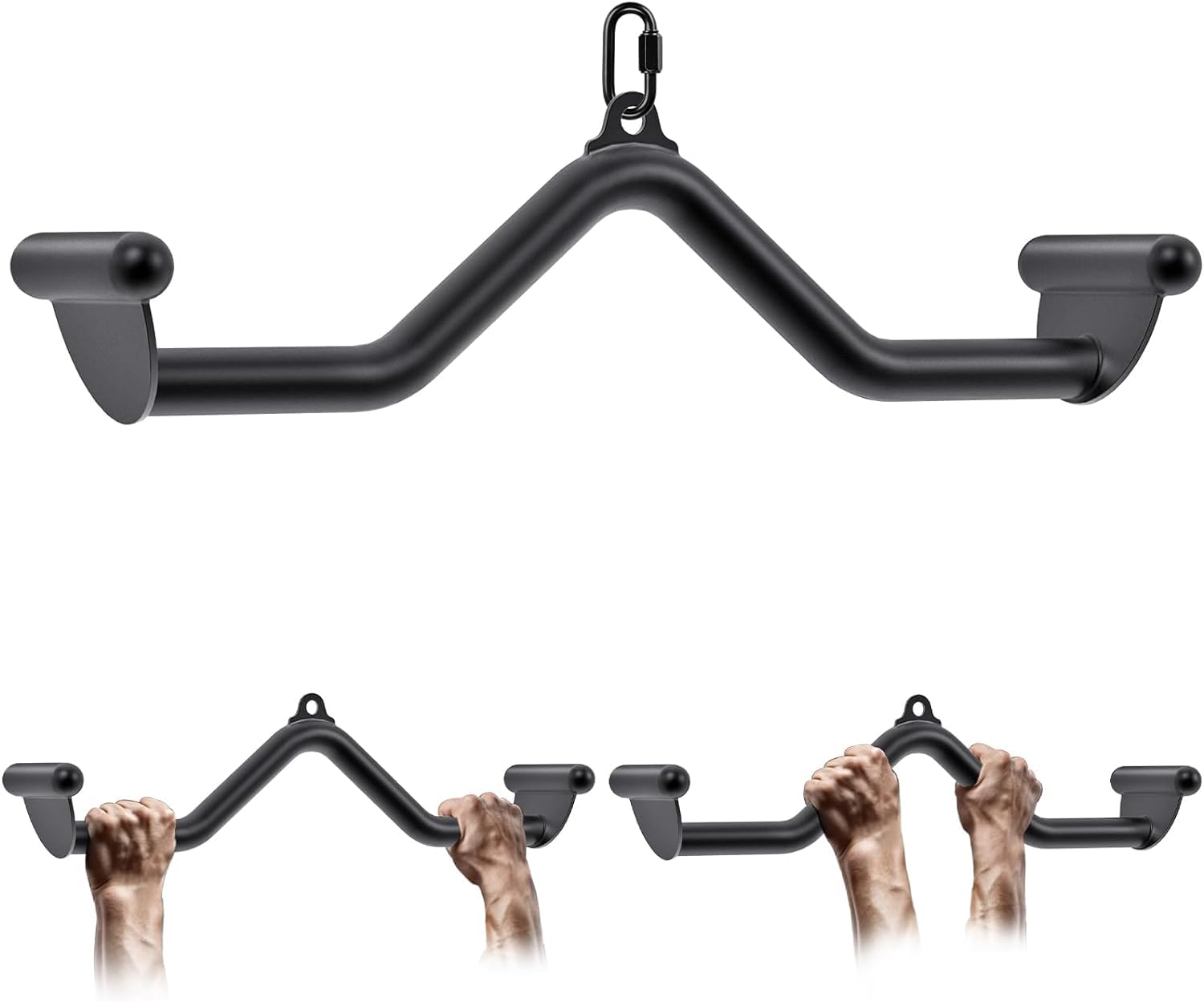 SELEWARE 24" LAT Pull Down Bars, Cable Machine Attachment, Multifunction Back Strength Training Bicep Triceps Ergonomic Handle Grips, Heavy Duty Steel Lat Pulldown Bar for Home Gym Fitness Workout