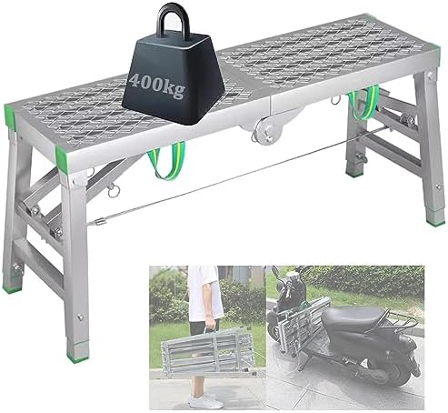 Adjustable Height Portable Folding Workbench & 5-Level Heavy Duty Step Ladder - Ideal for Home Improvement, DIY Projects, and Construction Tasks