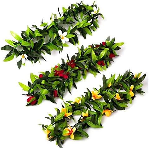 Hawaiian Luau Leis Tropical Artificial Flower Leis Necklaces for Graduation Hula Costume Beach Party Hawaiian Luau Party 3 PCS