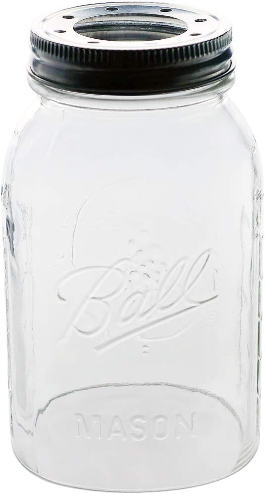 Open Bottom Mason Jar Glass Shade with 1-5/8-Inch Fitter Opening Lighting Lid (RM Quart Ball Jar, Clear)