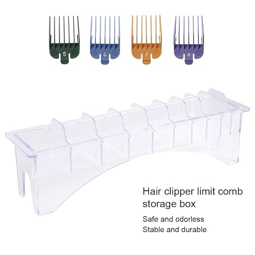 Miniatura 4 de Watris Veiyi Clipper Guard Case - Soporte profesional para peine de peluquero para cortapelos universales (10 ranuras, transparente)