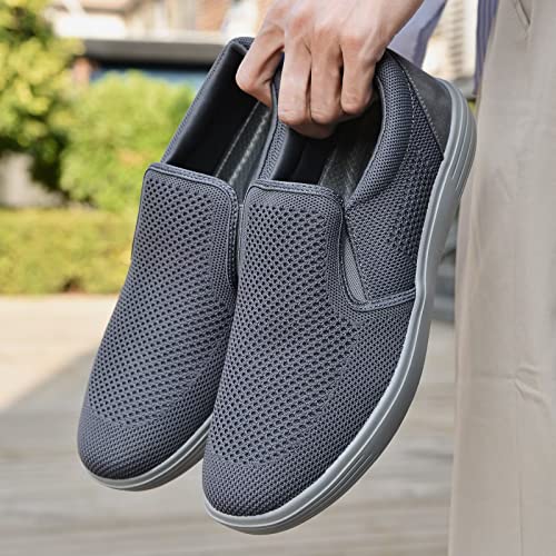 Image of konhill Mens Slip On Loafers Sneakers - Casual Knit Walking Shoes for Men, Lightweight Breathable Memory Foam Boat Shoes, Comfortable Slip-On Driving Loafers for Work Travel Beach