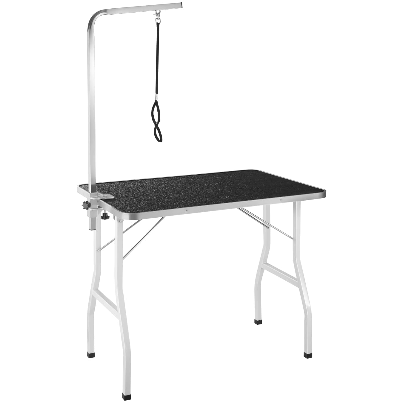 tectake® Dog Grooming Table with Height-Adjustable Grooming Arm & 1 Rotatable Leash, Foldable Pet Grooming Table with Non-Slip Surface, Sturdy Frame & 60 kg Load Capacity for Dogs & Cats - Black/White — image 1