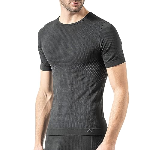 Risalti Maglia Termica Uomo Manica Corta Energy - Intimo Termico Elastico e Traspirante, Maglia Seamless Sportiva, Abbigliamento Termico Uomo Senza Cuciture - Made in Italy