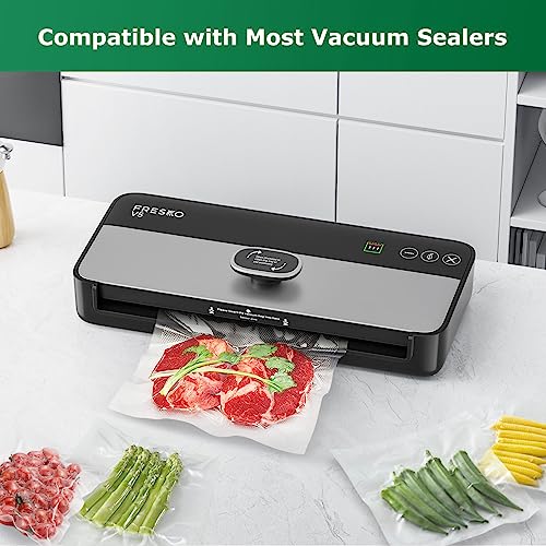 Image of FRESKO Vacuum Sealer Bags Rolls, 4 Packs 2 Rolls 11 inch x 20' and 2 Rolls 8 inchx20' Customized Size Storage Bags with BPA Free, Heavy Duty Food Bags for Meal Prep and Sous Vide Cooking