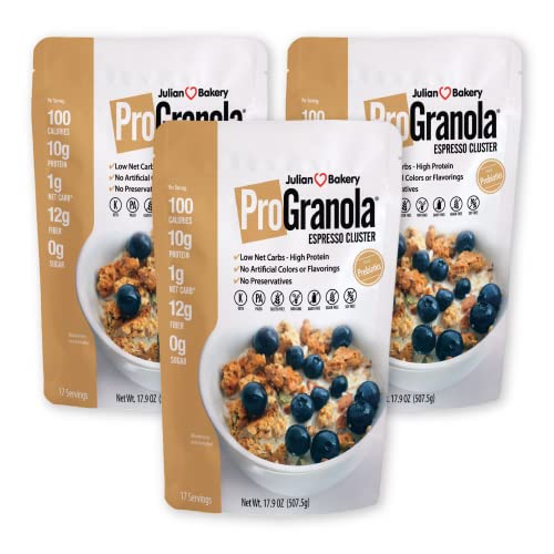 Julian Bakery® Progranola® | Espresso | 12G Protein | Paleo | 3 Net Carbs | Gluten-Free | Grain-Free | 3 Pack #TOP6