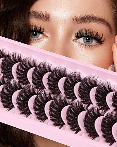 Faux Mink Lashes Fluffy 18mm Long False Eyelashes Dramatic Full 3D Curly 12 Pairs Strip Lashes Pack by Kiromiro