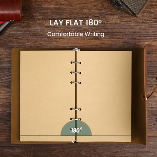 Image of TRIVAH Leather Writing Journal, Refillable Travelers Notebook,Art Sketchbook, Travel Diary with Blank Paper (Black, 5 Inch)