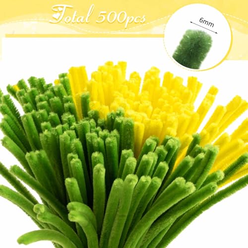 Image of Peryiter 500pcs Pipe Cleaner Craft Pack, Yellow Flower, 12 Inch