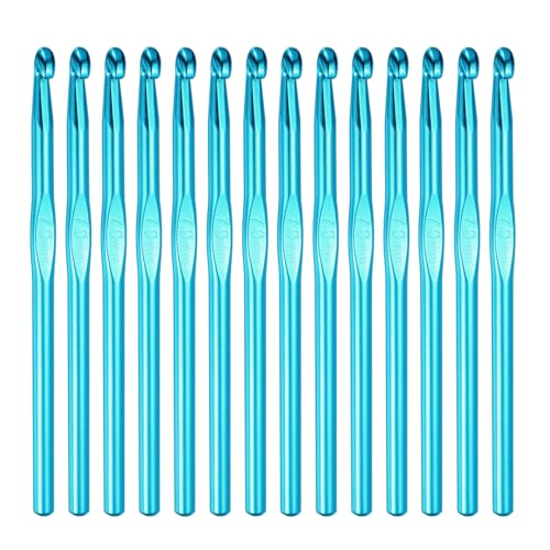 HEYLEAYAR 7mm Aluminum Crochet Hooks 14PCS, Aluminum Crochet Needle Size L, Crochet Hooks Bulk for Knitting Craft Yarn Contribute to Beginners
