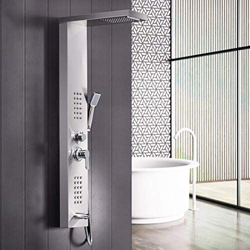 49" Rainfall Waterfall Shower Panel with Rainfall Shower Head,Stainless Steel Wall Mount Massage Multi-Function Bathroom Shower Panel Tower System - Thumbnail 2