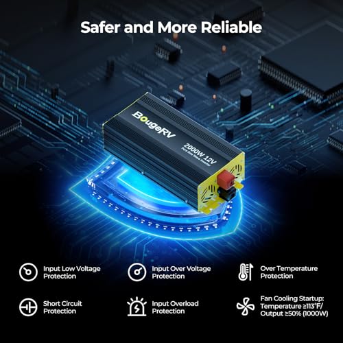 Bougerv Upgrade 2000W Pure Sine Wave Inverter, Convert Dc 12V To Ac 110V, Fully 2000W Output, Built-In Bluetooth For Bougerv App thumb #5