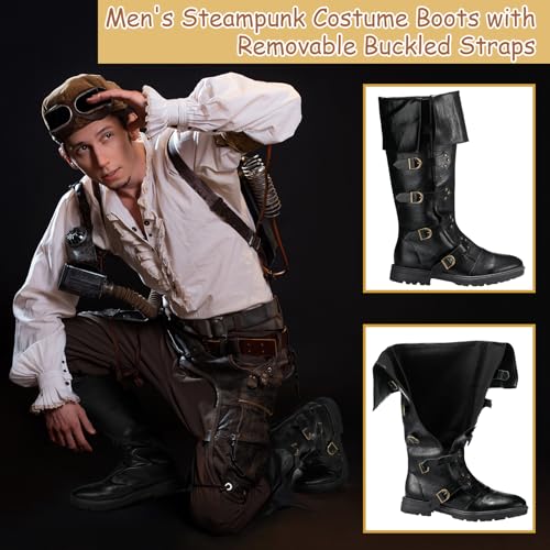 Jiuguva Medieval Pirate Boots Men Renaissance Costume Boots High Tube Steampunk Shoes Halloween Cosplay Costume Accessories2