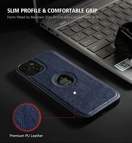 Image of MIDOS Back Cover Compatible with iPhone 15 Leather Case Flexible Slim Cover for iPhone 15 (LC- Blue)