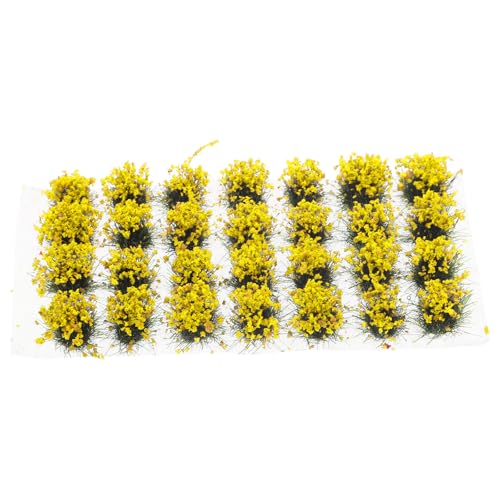 GALPADA Simulación de Racimos de Flores Artificiales Amarillas 28 Unidades para Decoración de Mesa de Arena Vegetación Herbácea Miniatura Adecuado para Modelismo Ferroviario y