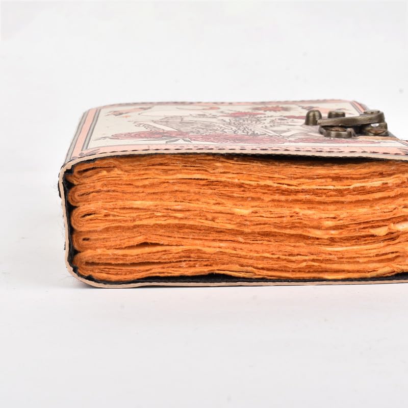 Image of Genuine Leather The Lovers Printed Handcraft Leather Journal Diary with Antique Rustic Lock for Men and Women | Size- 7 X 5 inch (200 pages)