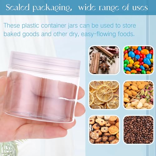 Image of Patelai 4 Pcs Plastic Jars Wide Mouth with Lids,6 Ounce,Clear
