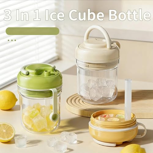 Vaso Portátil con Moldes de Cubos de Hielo 3 en 1 Amarillo miniatura 2
