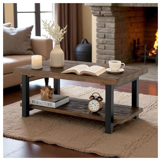 Rustic 42-Inch Solid Wood Coffee Table