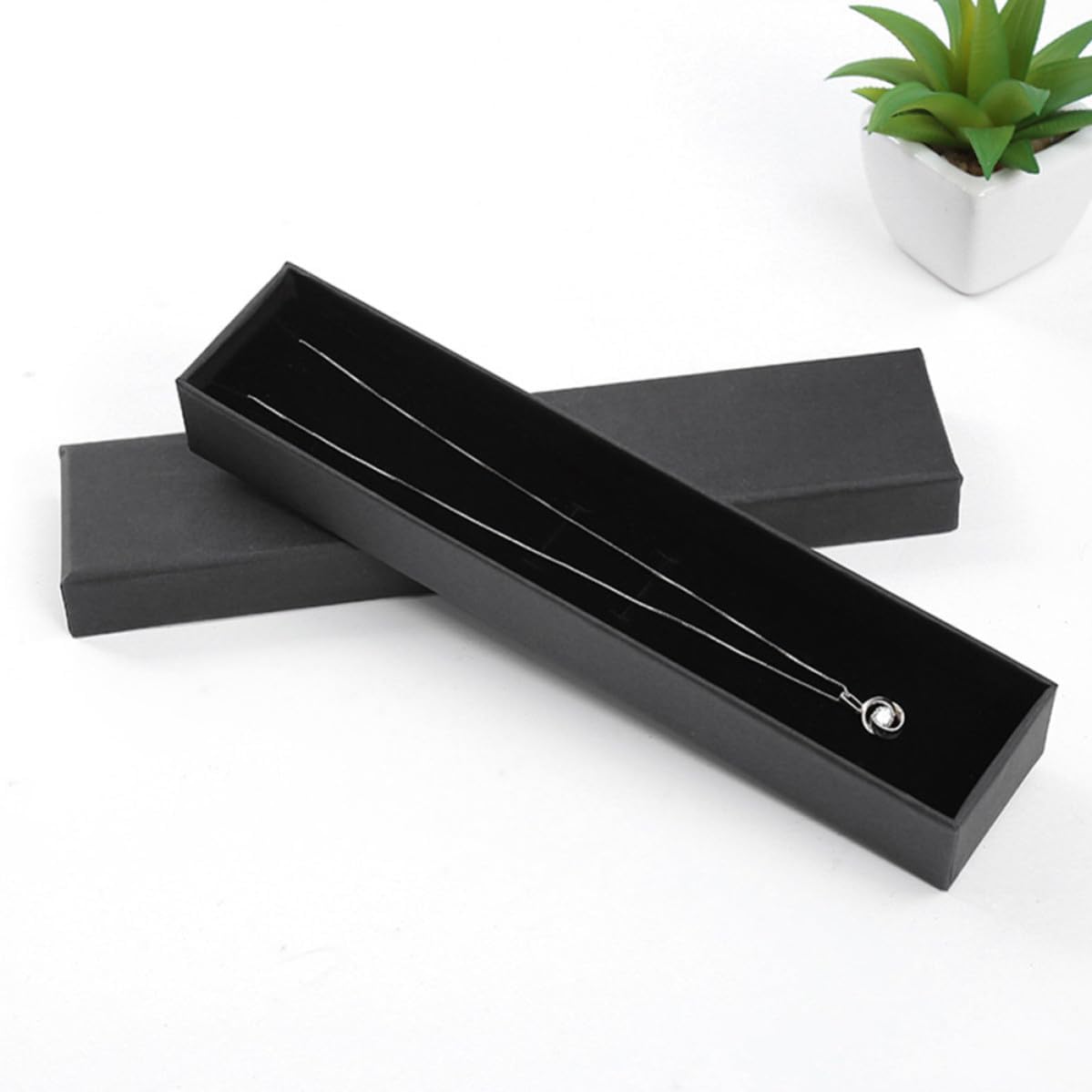 VANZACK 6 Pcs Black Rectangular Watch Box with Sponge Pad Cardboard Case