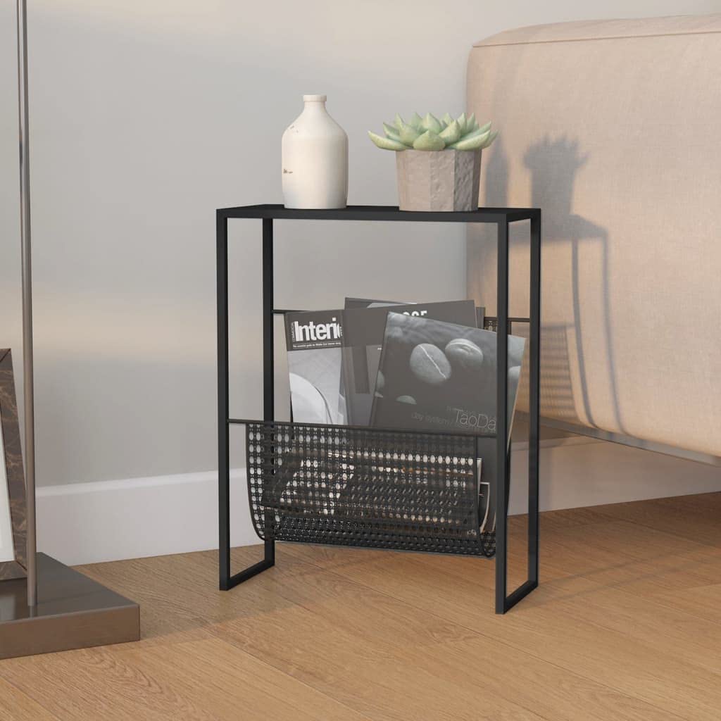 Stalowy stojak na czasopisma czarny 35x15x45 cm | Trwały organizer na książki, organizer na biurko, dekoracyjny blat stołu