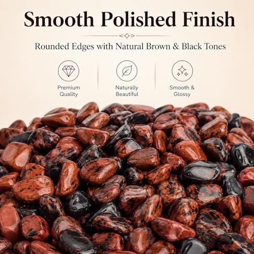 Image of Polished Mahogany Obsidian Crystal Chips Bulk 200 Pcs - 0.3 inch Small Colorful Tumbled Stone Chips Rocks, 10 oz Crushed Sea Glass Vase Filler Stones for Healing, Reiki, Crafting, Home Decor