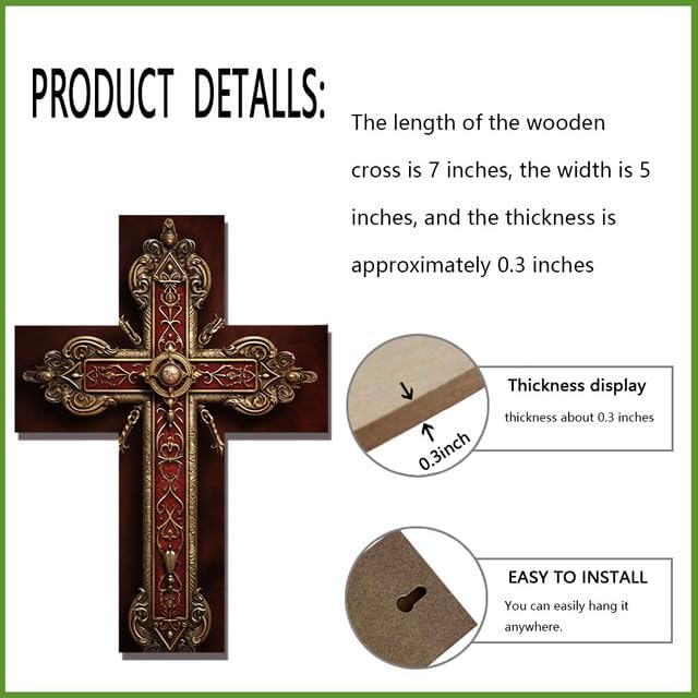 Miniatura 5 de -Christians - Letrero de cruz de madera para decoración del hogar de granja, cruz de pared inspiradora religiosa, placa de arte de pared de madera,
