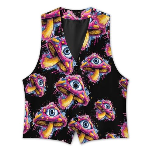 Eye Mushroom Men's Suit Vest Slim Fit Business Dress Party Pattern Waistcoat Vest Top3