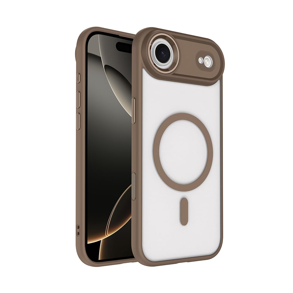 Zore Apple ile uyumlu iPhone 17 Air Kılıf Wireless Şarj Özellikli Zore Krom M-safe Silikon Kapak Desert Gold