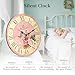 VIKMARI Home 14 Inch Battery Operated Silent Non-Ticking Vintage Wall Clock Design Wooden Round Roman Numerals Indoor Clocks Rose Pink Style Wall Clocks