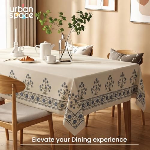 Image of Urban Space Sicilia Table Linen Collection - Premium Water & Stain Resistant Dining Table Cover for 4 Seater, Anti Skid Table Cloth for Center Table (Indigo Day, 4 Seater 52 inch x 72 inch)
