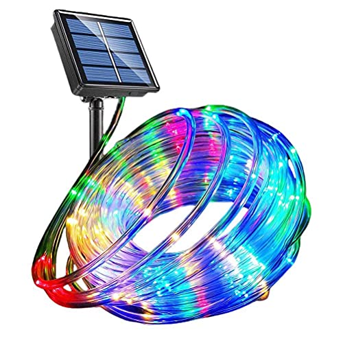 HEEPDD Cadena de Luces LED, 40 Pies, 100 Luces LED con Energía Solar, 8 Modos de de Color, con Cubierta de Tubo de PVC y Función de Memoria, para Decoraciones de Interiores y (COLOR #21)