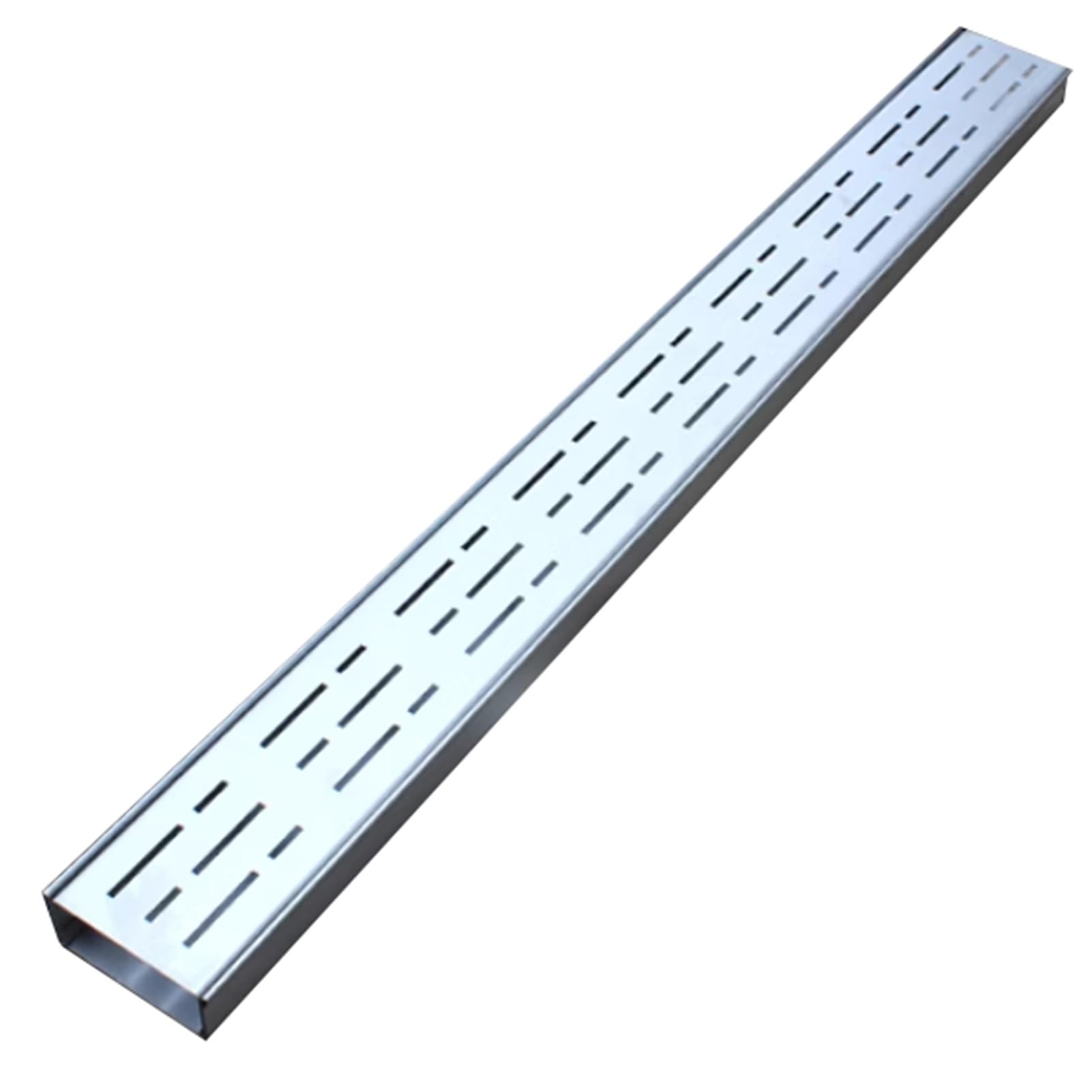 Rejilla de drenaje de acero inoxidable, antideslizante, resistente a la corrosión, protector de canalones para canales estrechos, 10 x 4 cm, para uso en garaje y acera