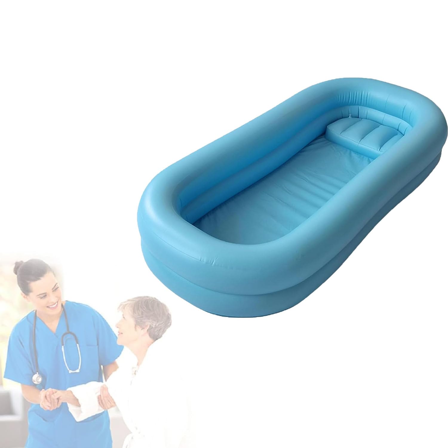 Kit de bañera inflable para ducha, diseño médico ergonómico con bomba de aire, alta elasticidad, sellado fuerte, inflado rápido, fácil almacenamiento para ancianos y discapacitados