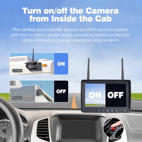 Image of 1080P 7 inch Magnetic Wireless RV Backup Camera System, 2 Rear Cameras + 2 Side Cameras for Reversing /Monitoring Trailer Camper, 1080P DVR Monitor, 4x9600mAh Waterproof IR Night Vision RV Cameras
