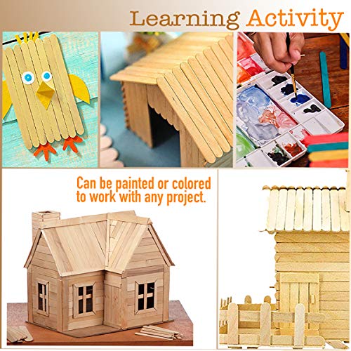 Apremont 200 Pcs Natural Wooden Food Grade Craft Sticks - Ice Cream Stick - Popsicle - 4.5 inch Length - Suit Crafting, Stirring, Paddle, Waxing, Mini Ice Pop Stick for DIY Kids Crafts