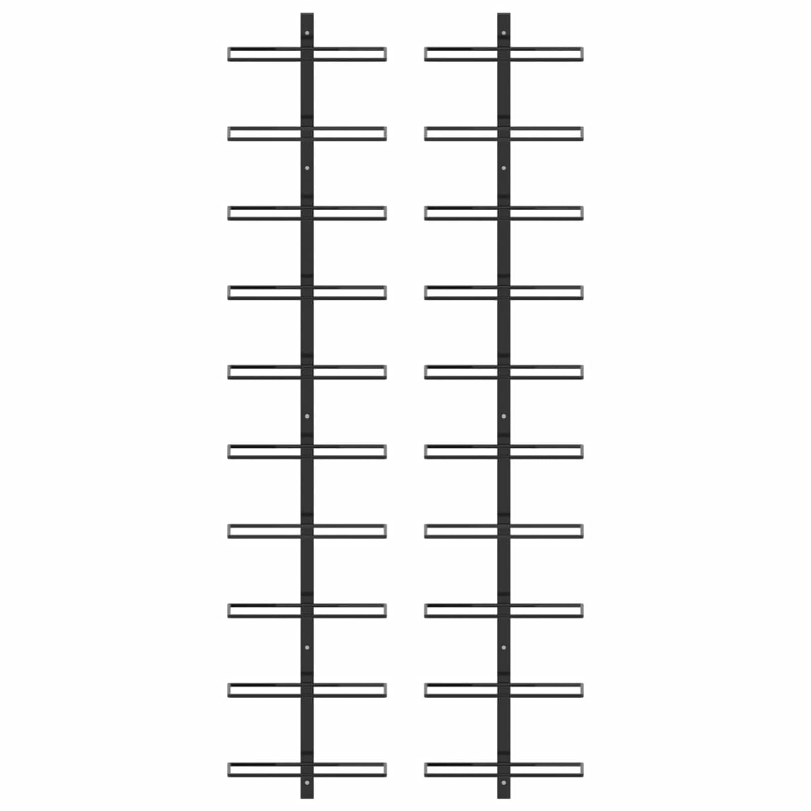 Homgoday Stojak na wino, stojak na wino, uchwyt na butelki wina, stojak na wino, szafka na wino i stojak na wino na 20 butelek 2 szt. czarny metal