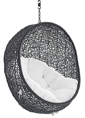 Modway EEI-3636-BLK-WHI Encase Swing Outdoor Patio Lounge Chair Without Stand, Black White, 43.5 x 40 x 125.5