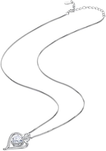 Miniatura 3 de Collares de corazón para mujer, plata de ley 925, chapado en oro rosa, chapado en oro blanco, collar de amor chapado en oro de 14 quilates para