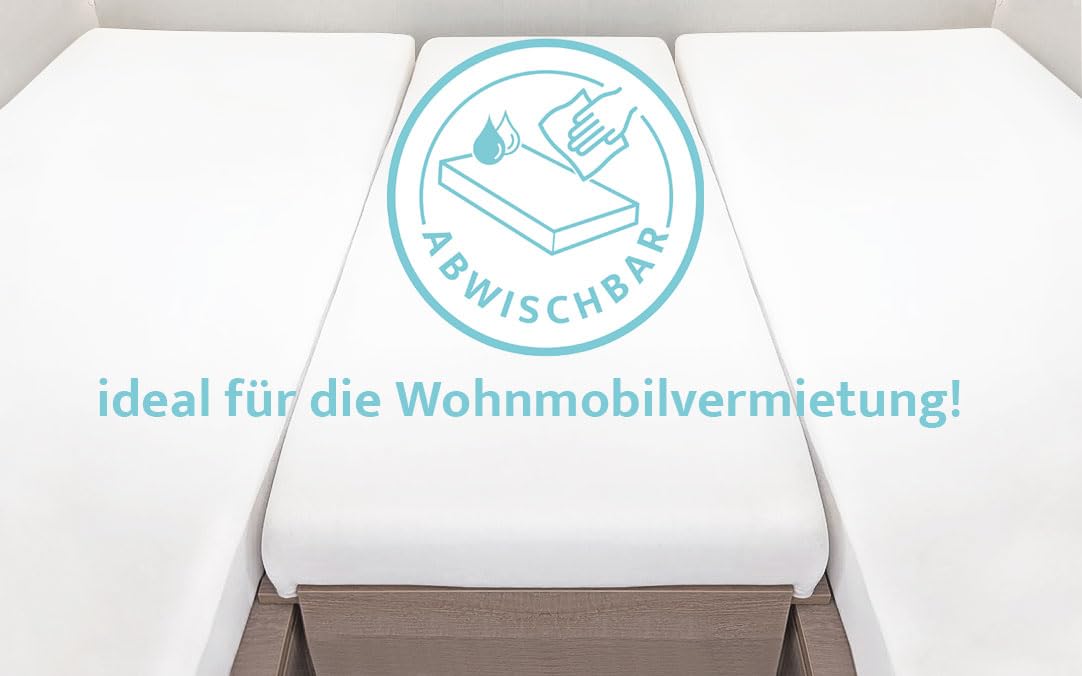 Wohnmobil Wohnwagen Heckbett Spannbetttuch-Set 3-teilig 2 Längsbetten + Mittelteil von Castejo (Glänzend)