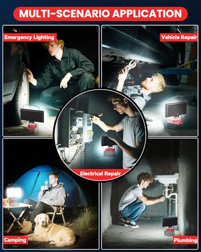 Ecarke LED Work Light Compatible with Milwaukee 18V Battery, 14500LM 145W Cordless Job Site Light, 140° Pivoting Head, USB & Type-C Charging, Low Voltage Protection, Portable Flood Light (Tool Only) — view 5