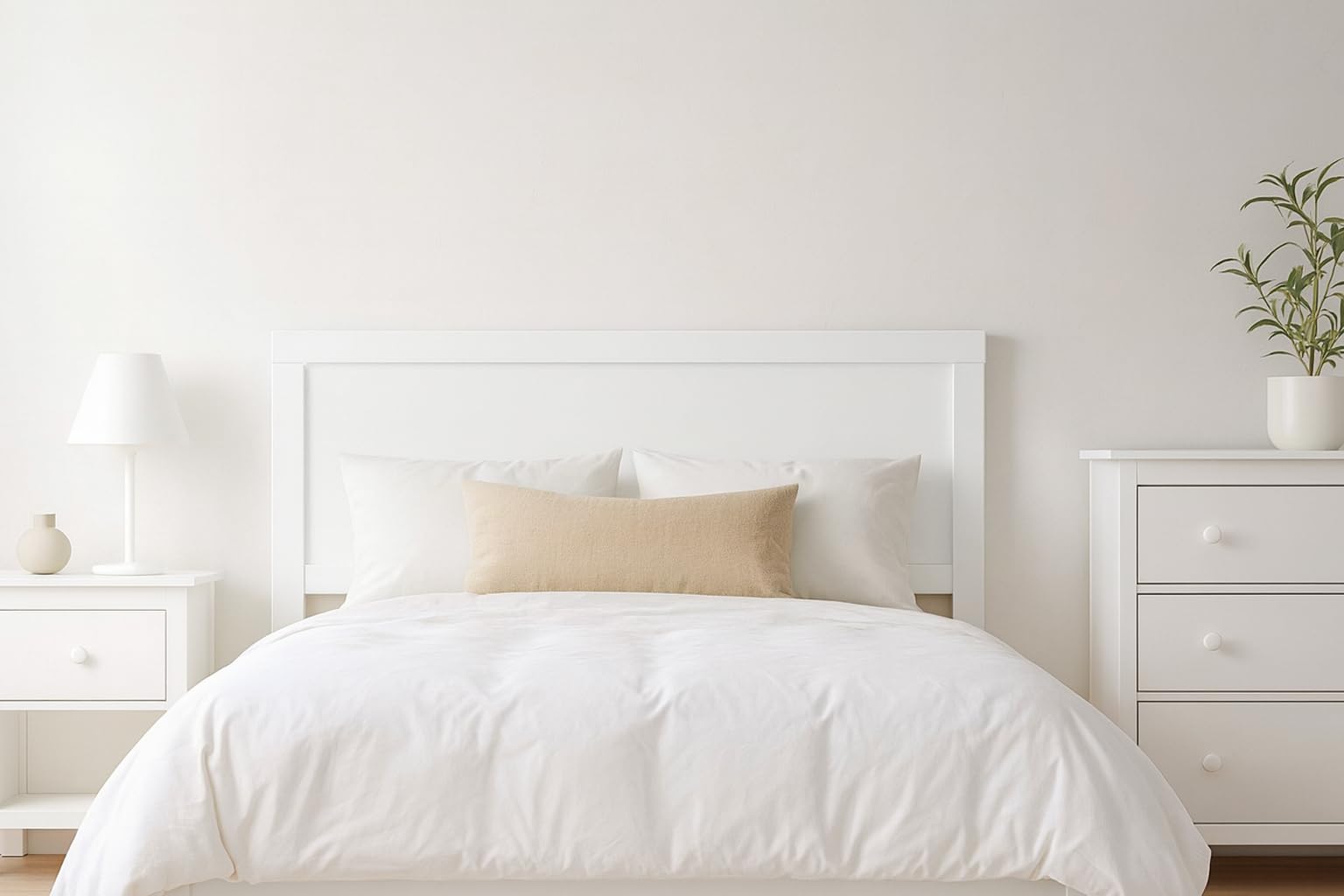 Cabecero Classic para Cama de 105 Fabricado en Madera Maciza de Pino Acabado en Blanco nordico