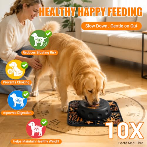 Image of Large Dog Lick Bowl with Rolling Ball, 500ML Slow Feeder Bowl with Lick Mat
