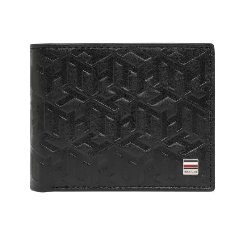 Image of Tommy Hilfiger Men's Wallet Elgon - Black | Embossed Leather | Global Coin Pocket | Stylish Purse for Men