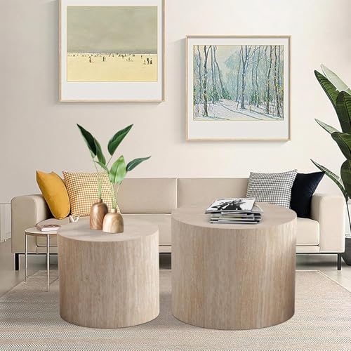 Stylish Nesting Coffee Table Set of 2, Elegant Chic Round