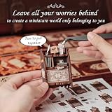 CUTEBEE Book Nook – zestaw do samodzielnego montażu domku dla lalek z osłoną przeciwpyłową i oświetleniem LED, biblioteka Booknook, prezent(Bookshop Memories)