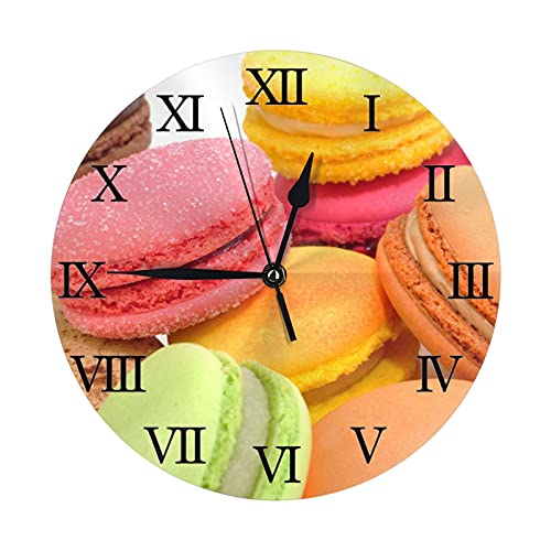 YWCH Horloge murale en forme de macarons - Horloge murale précise - Décoration vintage pour la salle à manger ou le restaurant