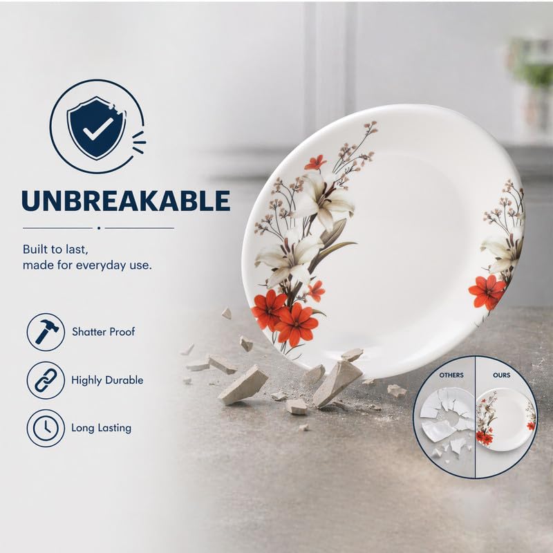 Image of Golden Fish 6 Pieces Dinner Plate Set for Kitchen | Premium Quality Round Plates for Daily Use | Durable, Lightweight & Easy to Clean | Ideal for Home, Dining & Gifting 5