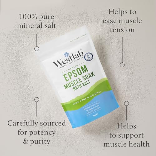 Westlab - Reviving Epsom Salt - 1kg Resealable Pouch - 100% Natural, Pure & Unscented Mineral Salts - Supports Sleep and Relieves Aching Muscles