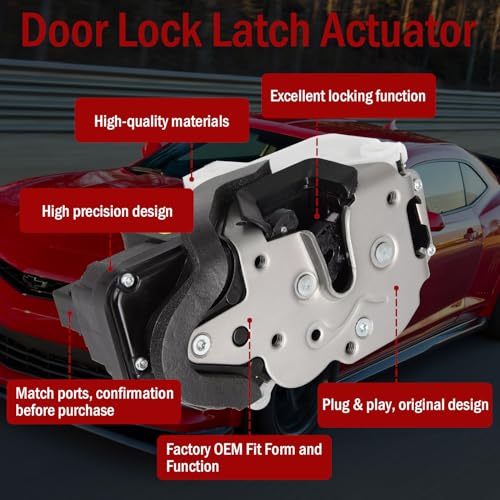 Image of Front Left Driver Side Door Latch Lock Actuator Compatible with Chevy Equinox Volt Cruze Malibu GMC Terrain Cadillac SRX, Replaces 931-314 13502466 13579522